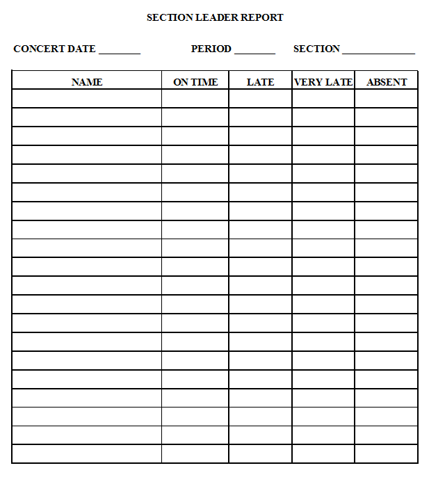 Section Leader Report Form